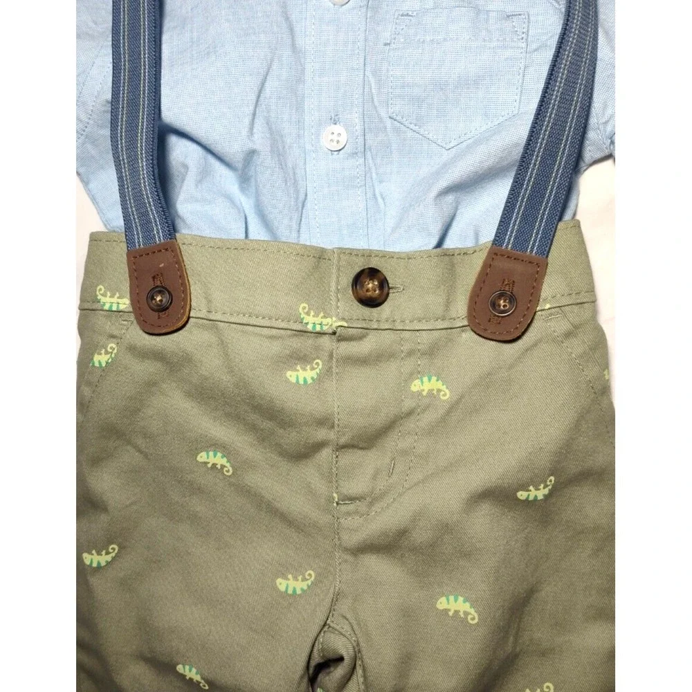 Carter's Baby Boy 2pc‎ Suspenders Outfit 3mos Dress Shirt Pants Set NWT